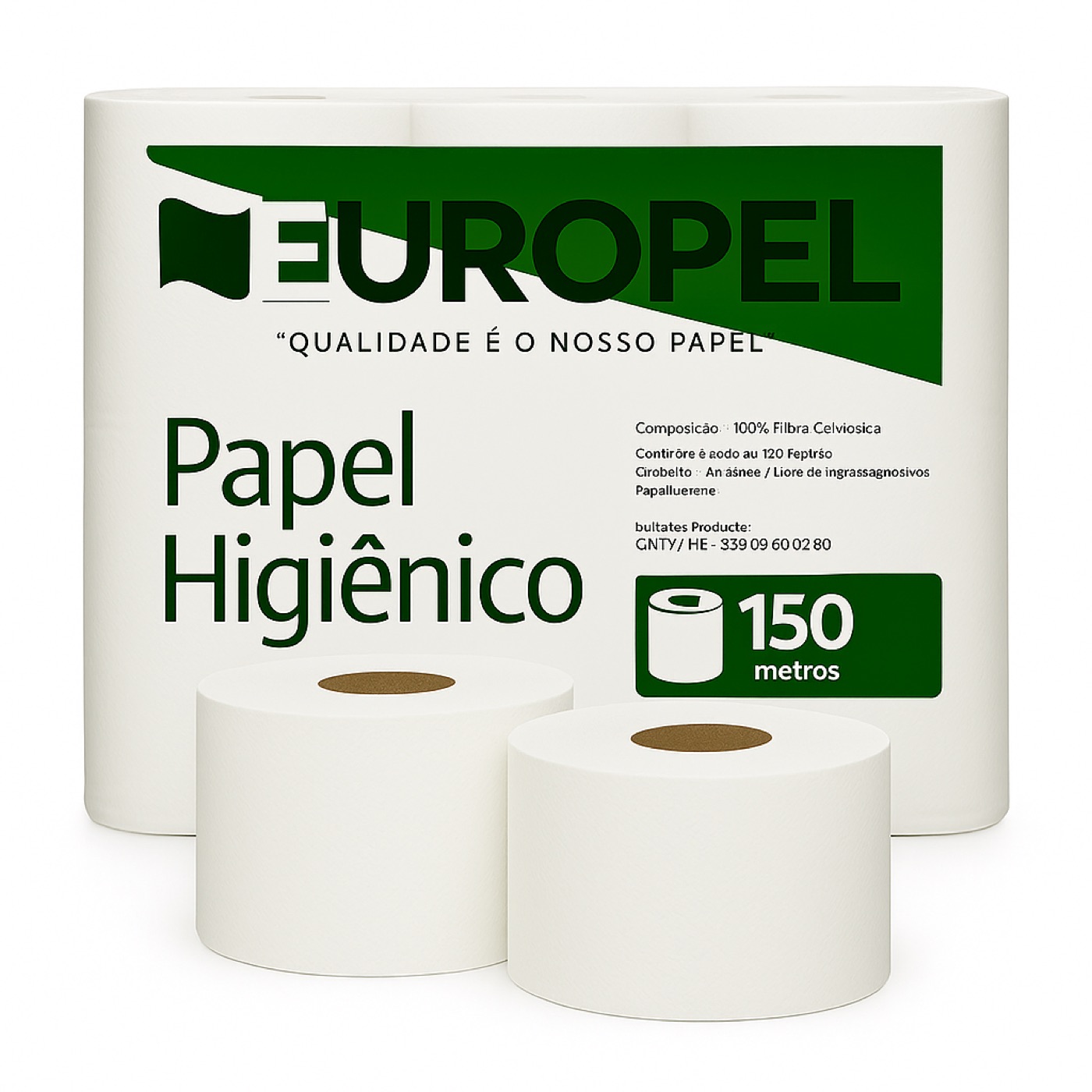 PAPEL HIGIÊNICO ROLÃO EUROPEL - 150M - FARDO COM 8 ROLOS - USO INSTITUCIONAL/COMERCIAL (BRANCO) — imagem 1