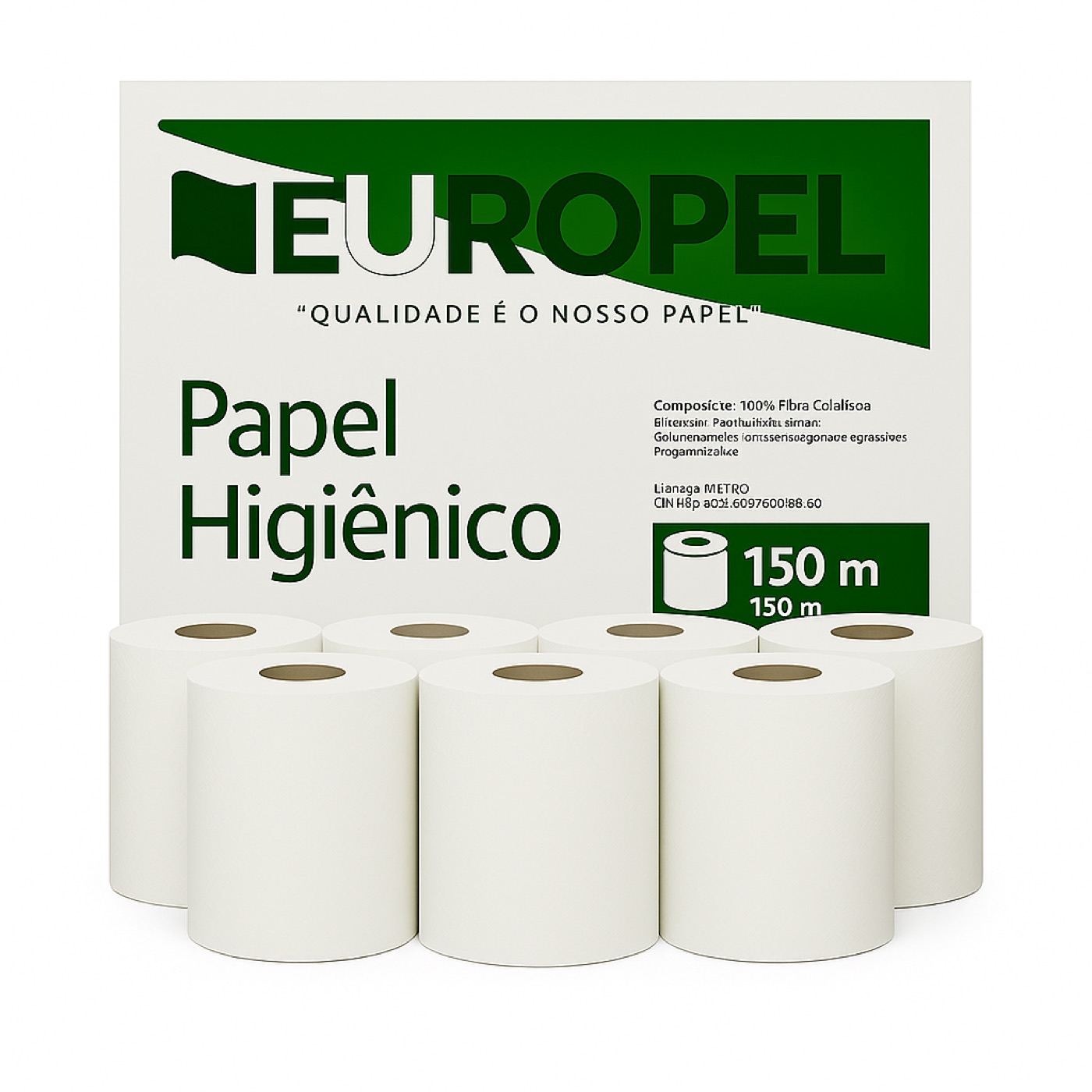 PAPEL HIGIÊNICO ROLÃO EUROPEL - 150M - FARDO COM 8 ROLOS - USO INSTITUCIONAL/COMERCIAL (BRANCO) — imagem 2
