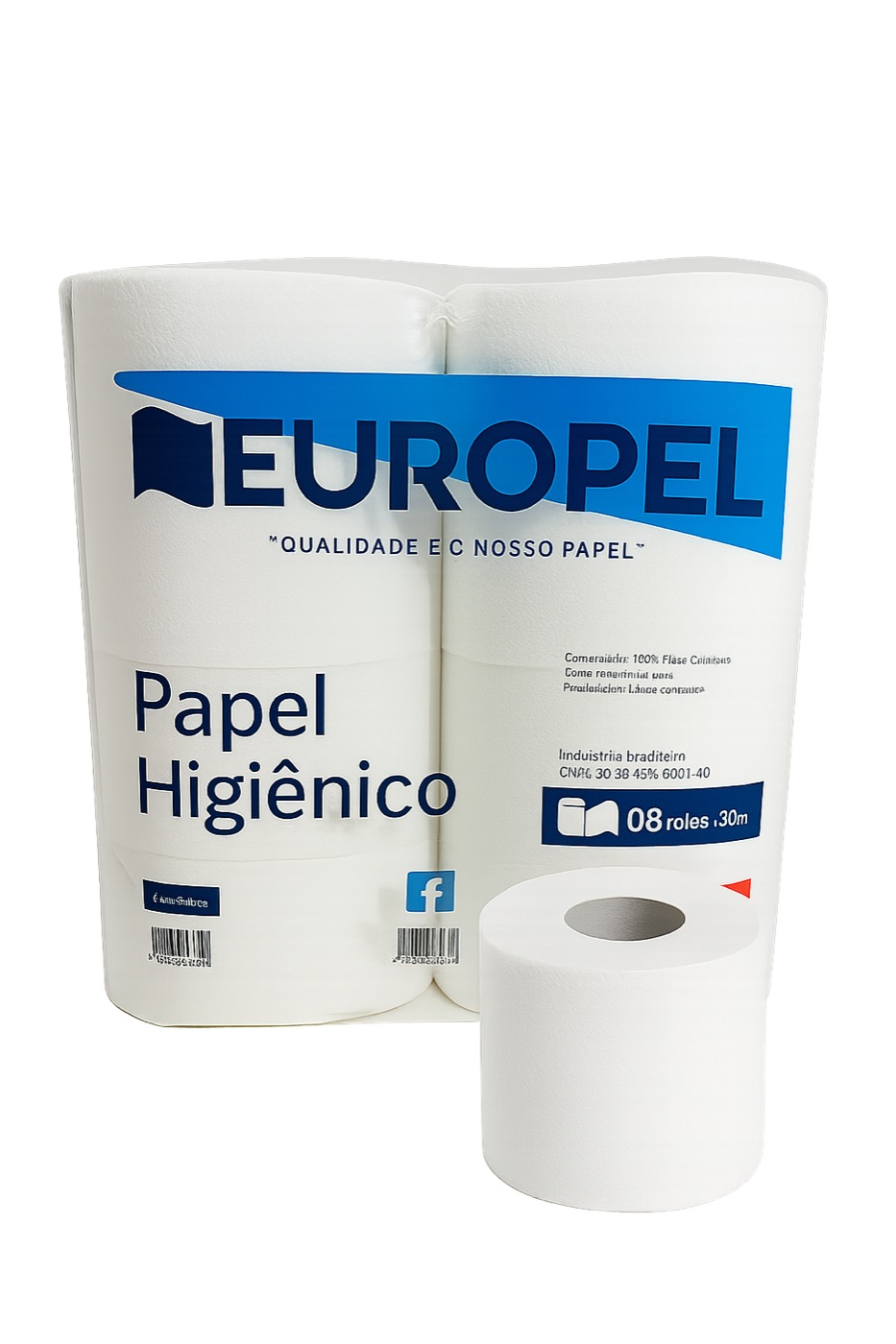 PAPEL HIGIÊNICO ROLÃO EUROPEL - 150M - FARDO COM 8 ROLOS - USO INSTITUCIONAL/COMERCIAL (100% CELULOSE) — imagem 2