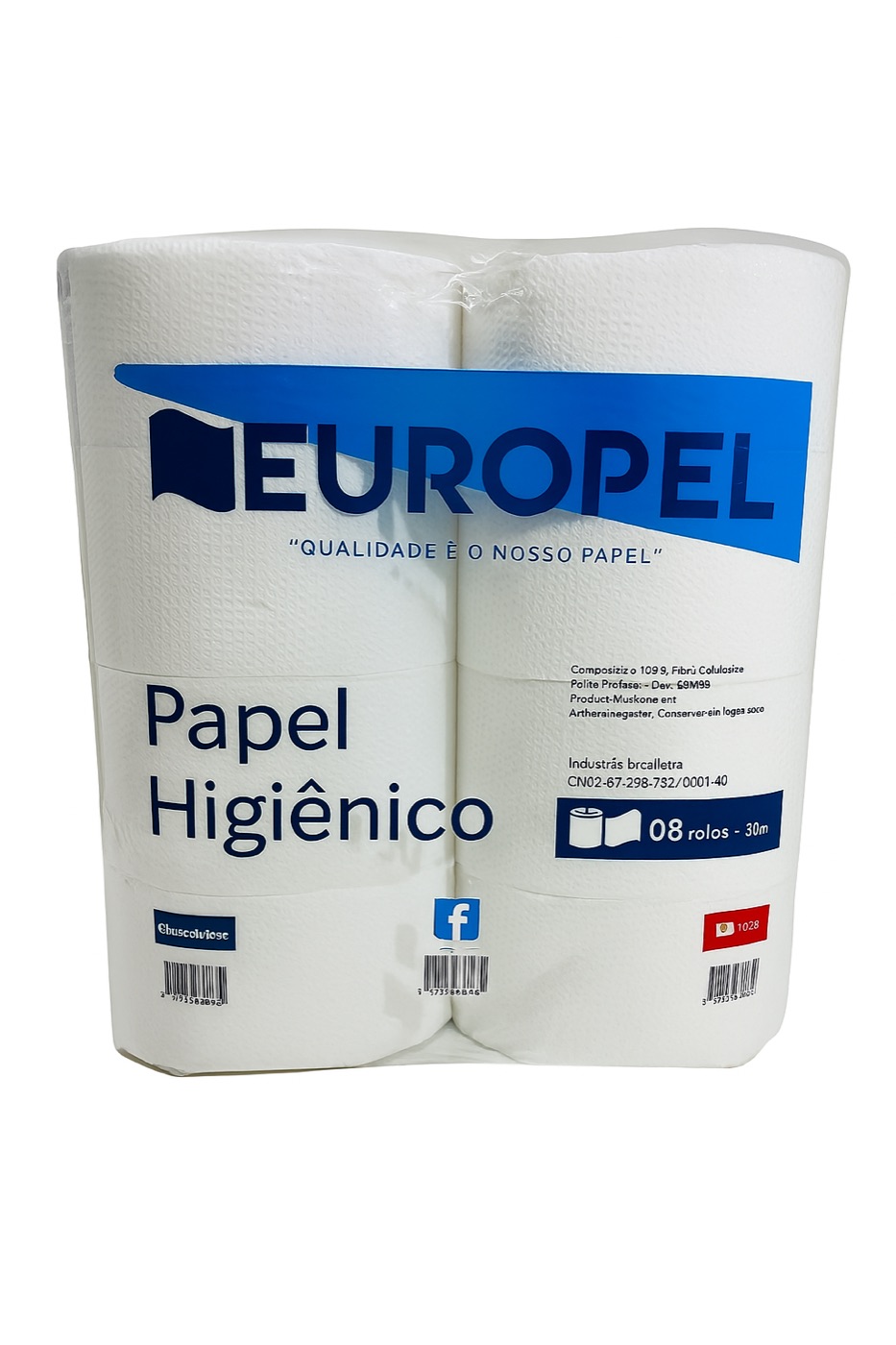 PAPEL HIGIÊNICO ROLÃO EUROPEL - 150M - FARDO COM 8 ROLOS - USO INSTITUCIONAL/COMERCIAL (100% CELULOSE) — imagem 3