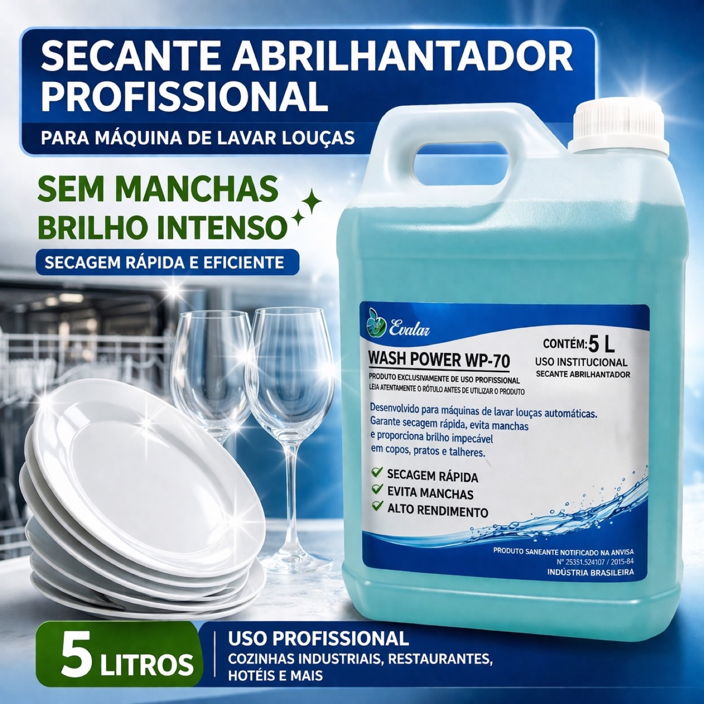 Secante Abrilhantador Lava Louças 5L Profissional Alto Rendimento Sem Manchas — imagem 1