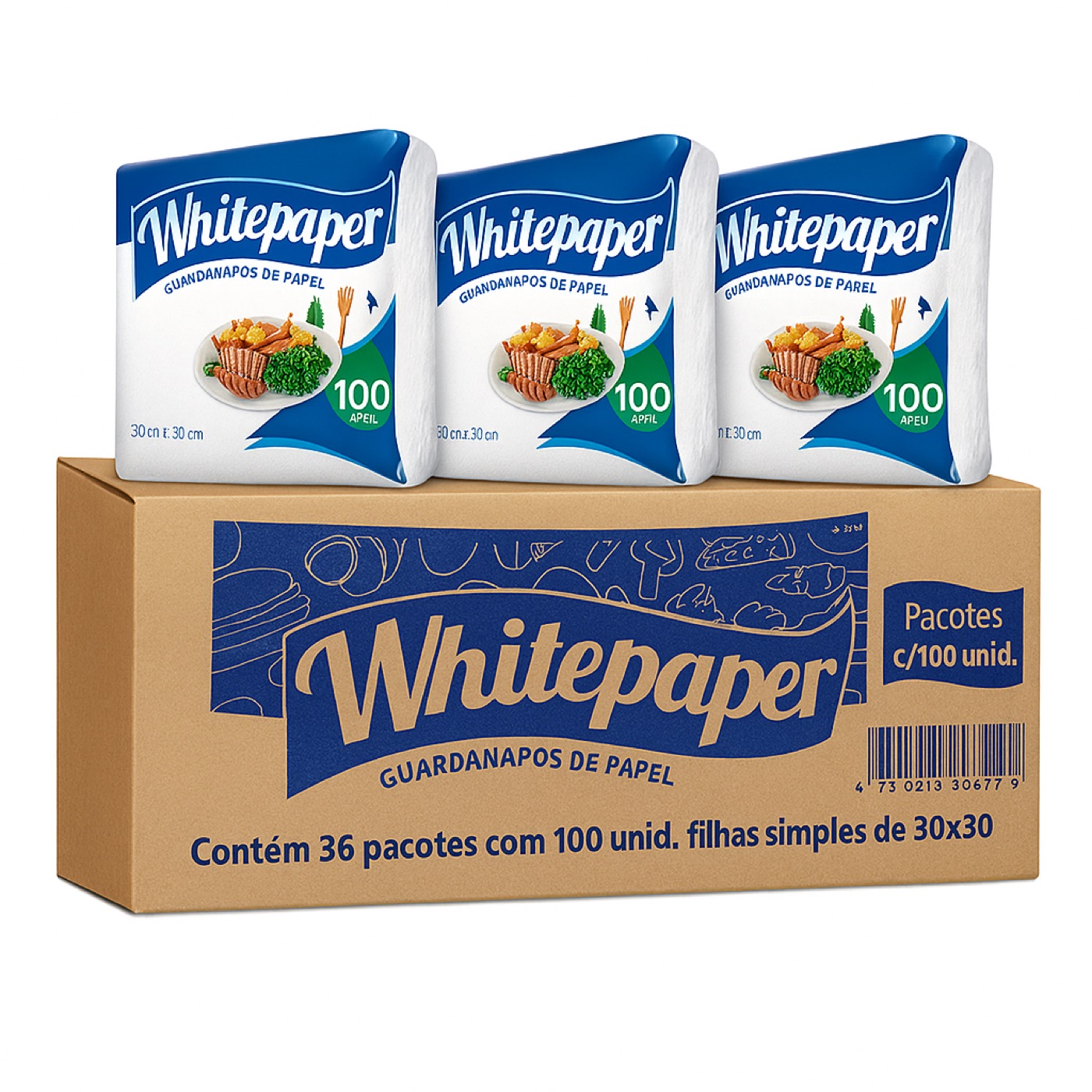 GUARDANAPO 30X30 - 36 pacotes com 100 unidades - Folha Simples — imagem 1